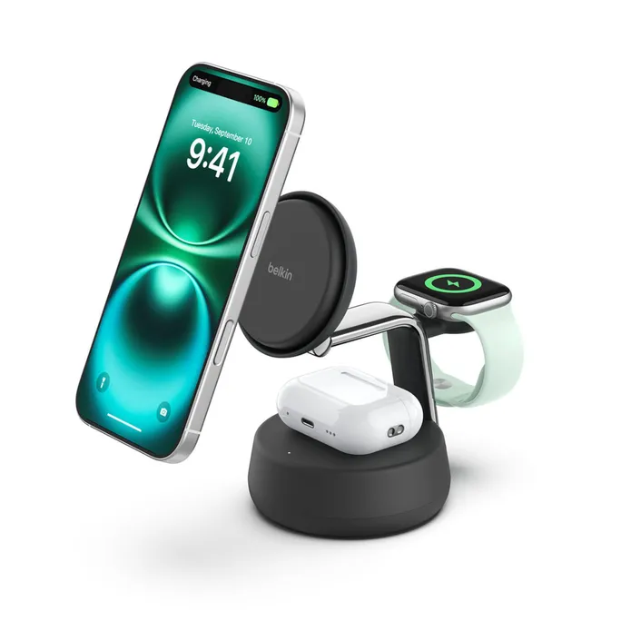 Belkin UltraCharge Pro Magnetische 3-in-1-Ladestation mit Qi2 25W schwarz