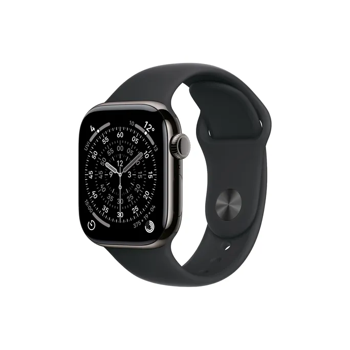 Apple Watch Series 11 GPS + Cellular 42mm Slate Titanium Gehäuse mit Sport Band (black) - M/L