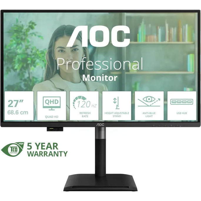 AOC Q27P4U 27 Zoll QHD Office Monitor IPS 16:9 120 Hz DP/HDMI/USB-C