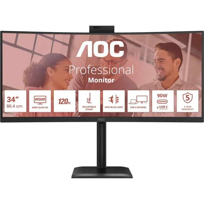AOC CU34E4CW 34 Zoll UWQHD Curved VA LED 21:9 120 Hz Office Monitor