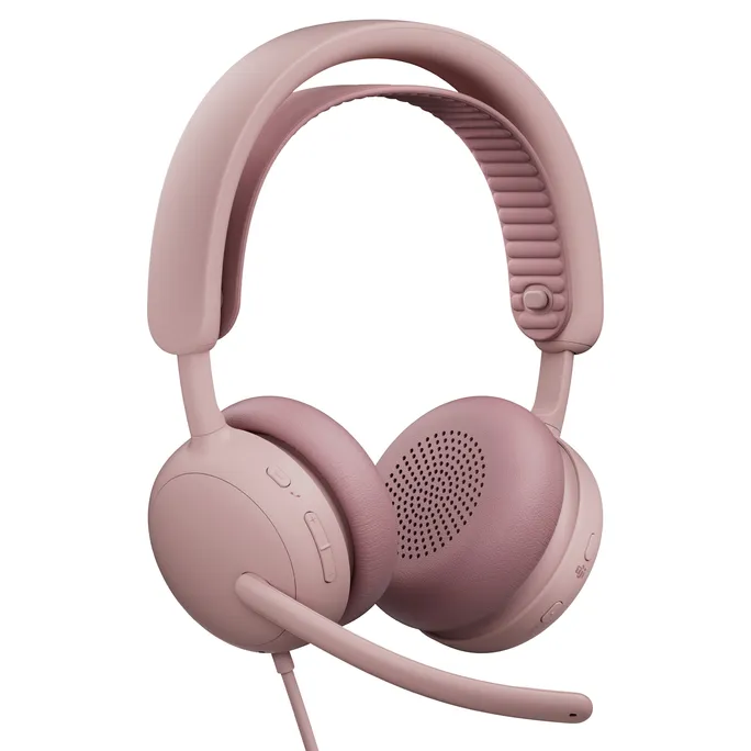 Logitech Zone Wired 2 for Business Rosé, Kabelgebundenes USB-Headset mit adaptiver Hybrid-ANC, Mikrofon mit Geräuschunterdrückung, Microsoft Teams zertifiziert