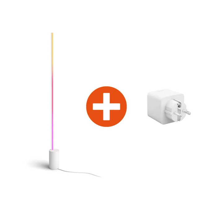 Philips Hue White & Color Ambiance Gradient Signe Stehleuchte weiß + Smart Plug