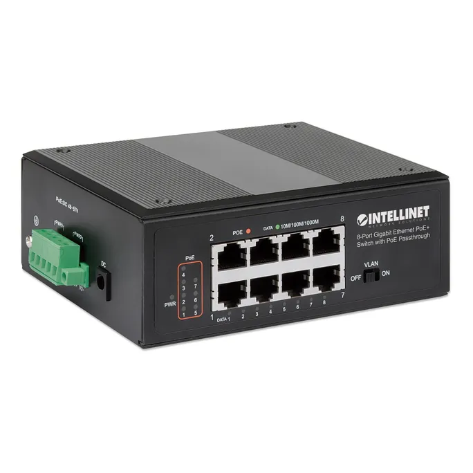 Intellinet PoE-Powered 8-Port PoE+ Gigabit Industrie-Switch mit PoE-Passthrough