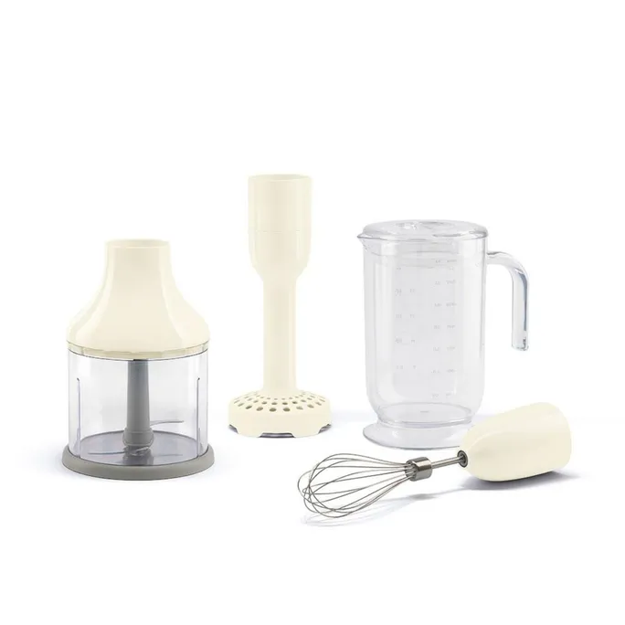 SMEG HBAC11CR 4er-Set, XXL-Mixbecher, Zerkleinerer, Kartoffelstamper, Schneebesen Creme