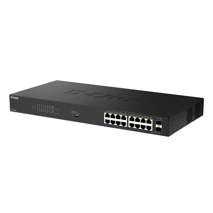 D-Link DGS-1018P/E 18-Port-Gigabit-PoE+-Switch ohne Verwaltung mit 2 x SFP-Ports