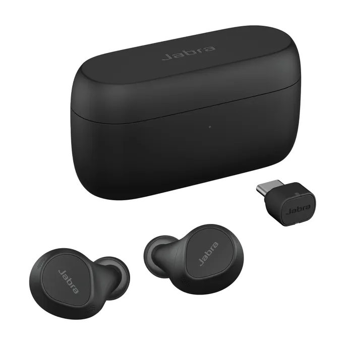 Jabra Evolve2 Buds Schwarz, In-Ear-Kopfhörer-/Headset, UC, kabellos, Bluetooth, Link 380 USB-C Empfänger, inkl. Ladepad (Induktionsladepad für das Case)