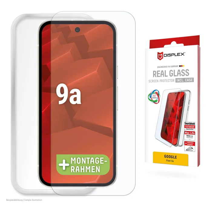 DISPLEX Real Glass + Case Google Pixel 9a Schutzglas und transparente Hülle