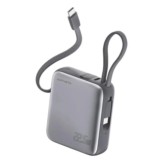 4smarts Powerbank Pocket Dual Cord 10000mAh 22.5W, spacegrau