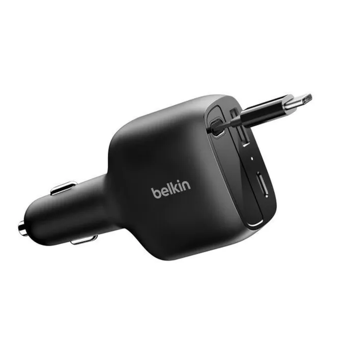Belkin BoostCharge Kfz-Ladegerät mit einziehbarem Kabel (75 W) schwarz