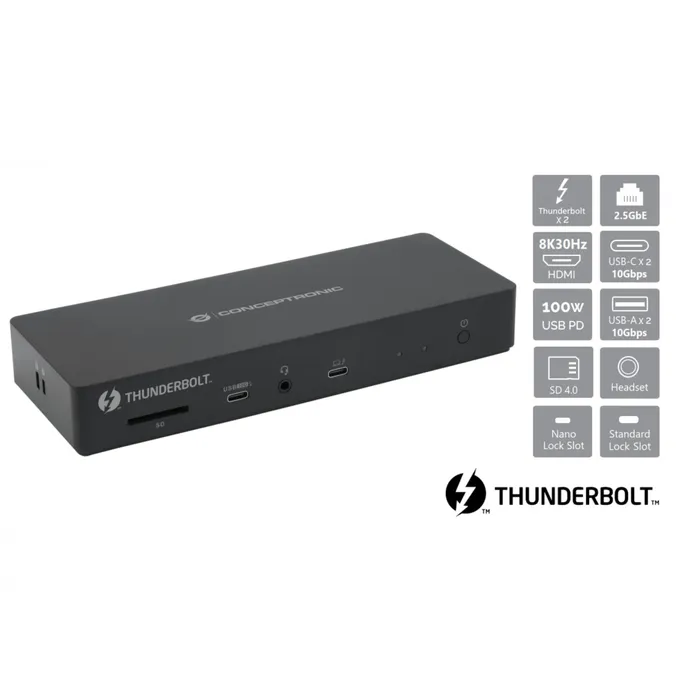 Conceptronic DONN30B 13-in-1 Thunderbolt 4 Dockingstation