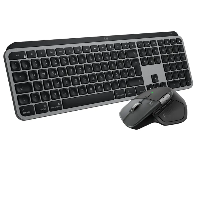 Logitech MX Keys S Combo (2026) für Mac Space Black/ Schwarz, Kabellose Maus-Tastaturkombination, Bluetooth, Logi Bolt, inkl. MX Master 4