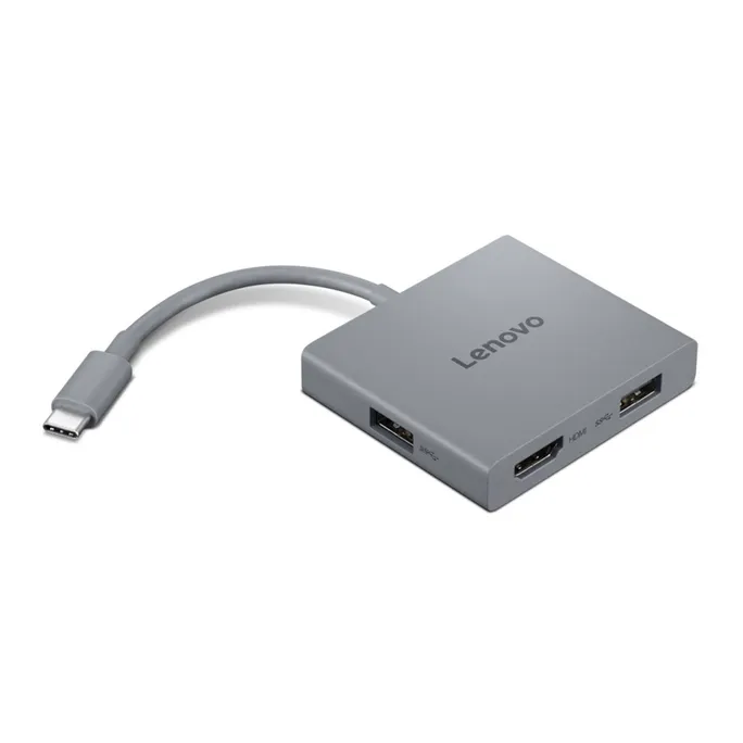 Lenovo 4-in-1 USB-C Hub Grau, HDMI, USB-A, 2x USB-A, 3.5mm Klinke-Combo