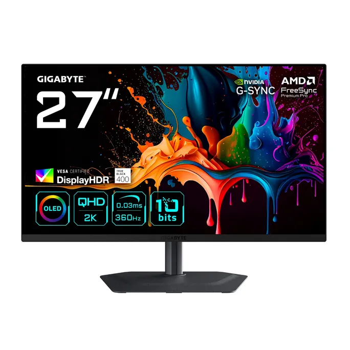 GIGABYTE MO27Q3 27 Zoll QHD QD-OLED Gaming Monitor 16:9 DP/HDMI/USB-C 360 Hz G-SYNC