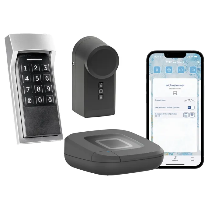 Homematic IP Starter Set Haustür Plus • Türschlossantrieb • Keypad • Access Point – anthrazit