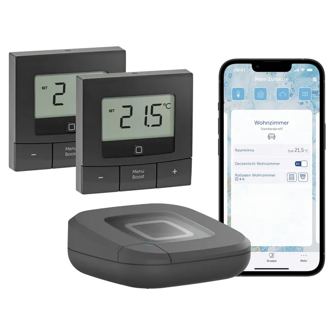 Homematic IP Starter Set Smarte Heizung Premium • 2x Wandthermostat • Access Point 2• anthrazit