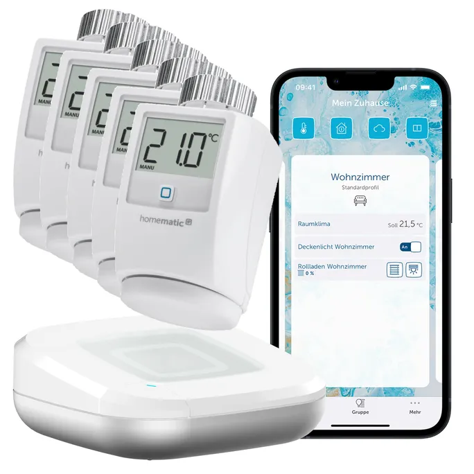 Homematic IP Starter Set Smarte Heizung • 5xThermostat HMIP-eTRV/2 • Access Point 2