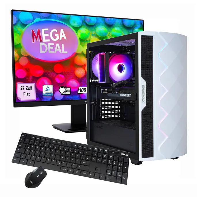 Hyrican GAMEMAX MegaDeal Diamond WT SET2716 7813 i7 14700F 16GB/1TB SSD RTX 5070 Win11 + MSI PRO MP273A Monitor 69cm (27")