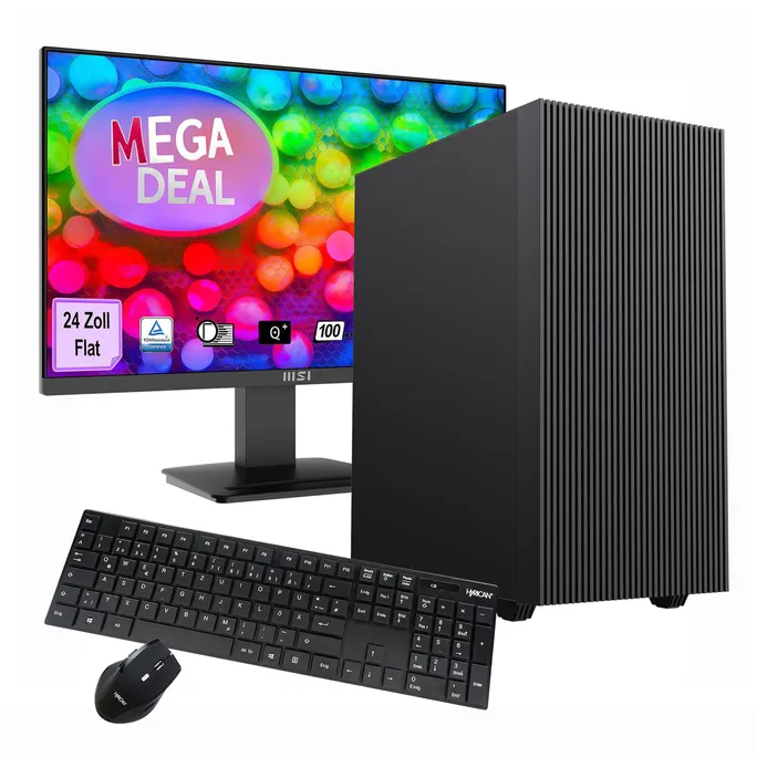Hyrican GAMEMAX MegaDeal Multimedia-PC SET2720 7854 R5 5600GT 16GB/480GB SSD Radeon Graphics Win11 + MSI PRO MP2412 Monitor 60cm (24")