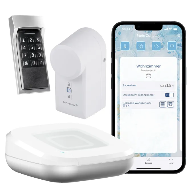 Homematic IP Starter Set, Türschlossantrieb HmIP-DLD & Access Point 2 HmIP-HAP2 + Keypad