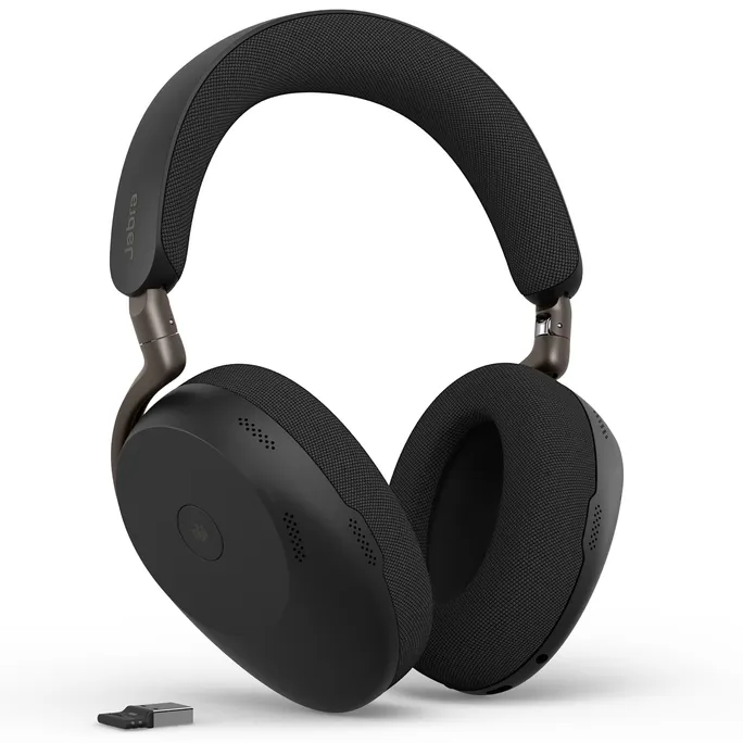 Jabra Evolve3 85 MS Schwarz Kabelloses Bluetooth-Headset inkl. USB-A Dongle und kabellosem Ladepad, ANC (Aktive Geräuchunterdrückung)