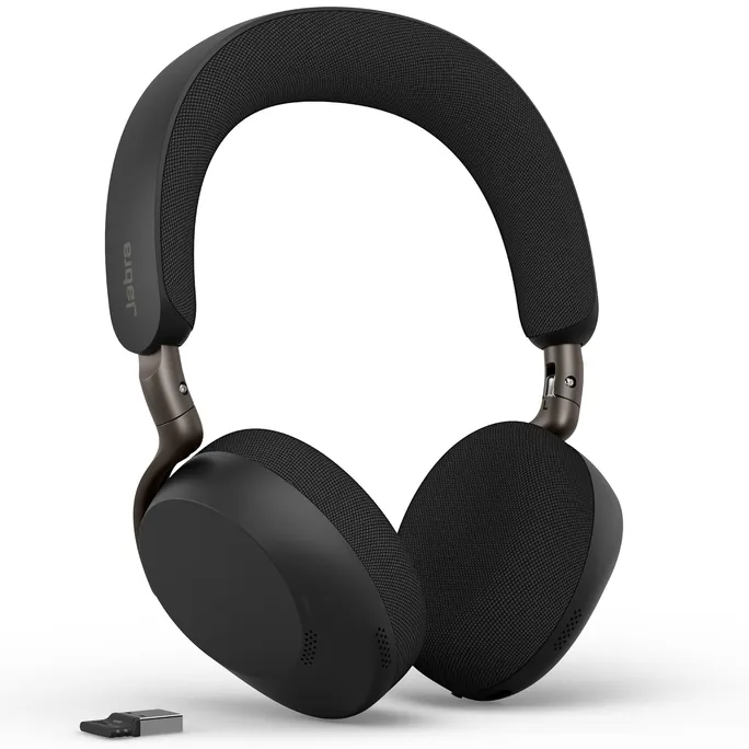 Jabra Evolve3 75 UC Schwarz Kabelloses Bluetooth-Headset inkl. USB-A Dongle und kabellosem Ladepad, ANC (Aktive Geräuchunterdrückung)