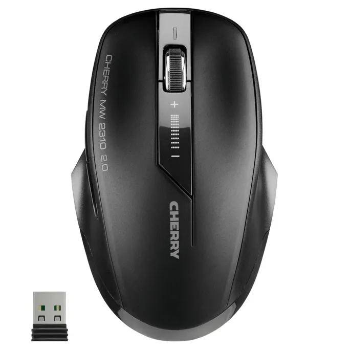 Cherry MW 2310 2.0 Schwarz – Kabellose Desktop-Maus, 2400 DPI, 2.4 Ghz USB-A Empfänger, 2x AA Batterie