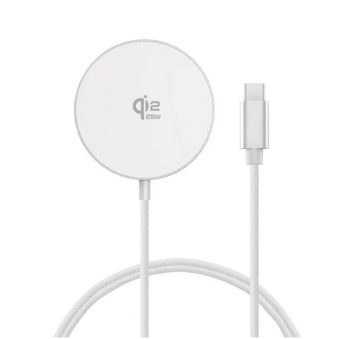 4smarts Kabelloses Ladegerät Qi2/ MagSafe-kompat 25W,1,5m weiß