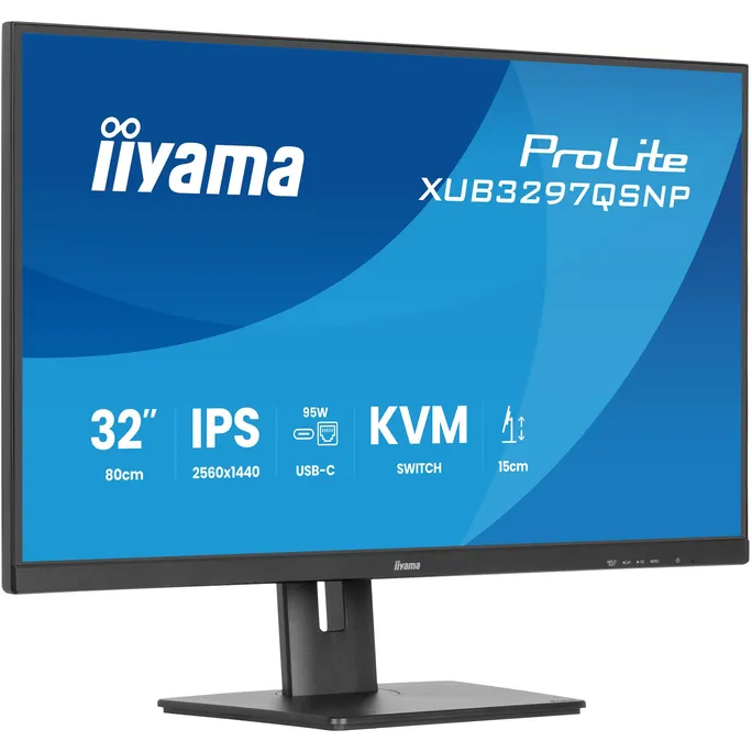 iiyama ProLite XUB3297QSNP-B1 81.3cm (32") QHD Business 16:9 100 Hz Monitor DP/HDMI/USB-C PD95W