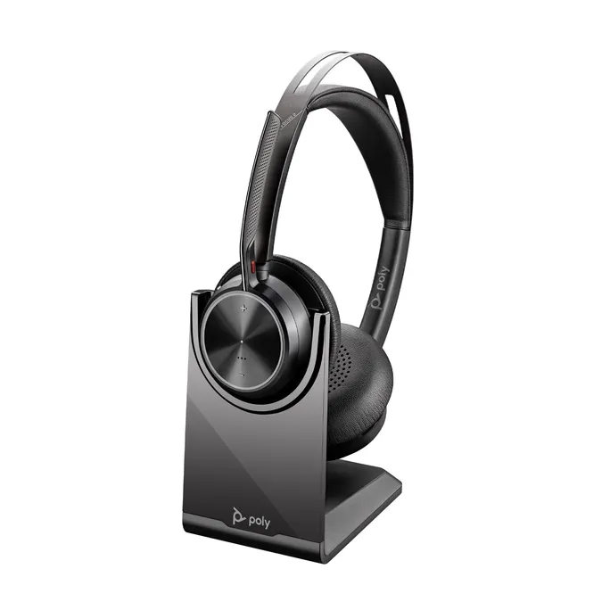 Poly Voyager Focus 2 UC Schwarz Kabelloses Bluetooth-Headset, USB-C/A, BT700 USB-C Dongle, ANC, inkl. Ladestation, Zoom zertifiziert