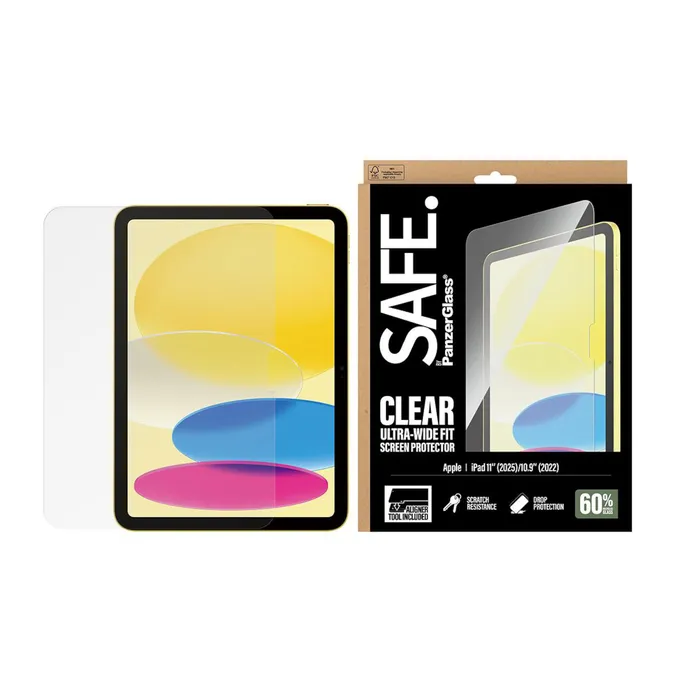 SAFE. by PanzerGlass Displayschutz iPad 11" (2025-2026) 10.9" (2022) Ultra-Wide Fit m. Fastfit tool