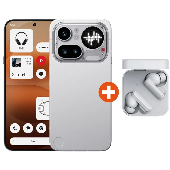 Nothing Phone (4a) Pro 12/256GB Dual-SIM silber Android 16 Smartphone + CMF Buds 2a Kabellose In-Ear Kopfhörer weiß