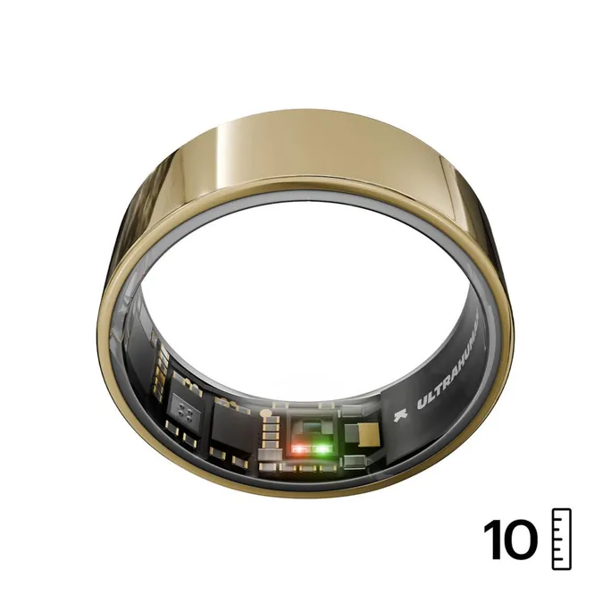 ULTRAHUMAN Ring Air - Smart Ring für Frauen und Männer - Schlaf -und Fitness Tracking Wearable - Herzfrequenz - Smartring Bionic Gold Größe 10