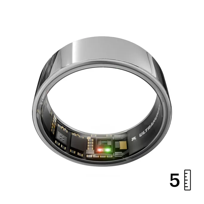 ULTRAHUMAN Ring Air - Smart Ring für Frauen und Männer - Schlaf -und Fitness Tracking Wearable - Herzfrequenz - Smartring Space Silver Größe 5