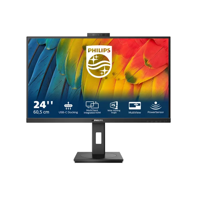 Philips 24B1U5301H 23.8 Zoll Full HD IPS Office Monitor 16:9 75 Hz DP/HDMI/USB-C PD90W/LAN Webcam