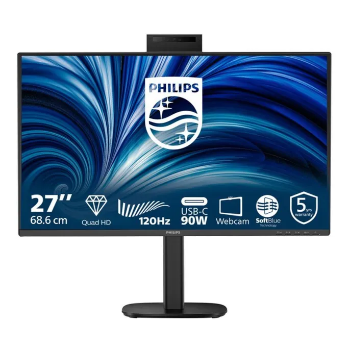 Philips 27B2U3601H 27 Zoll QHD IPS Office Monitor 16:9 120 Hz DP/HDMI/USB-C PD90W/LAN Dock Webcam