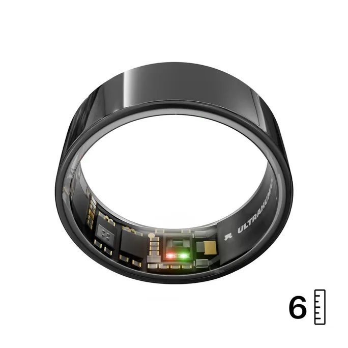 ULTRAHUMAN Ring Air - Smart Ring für Frauen und Männer - Schlaf -und Fitness Tracking Wearable - Herzfrequenz - Smartring Aster Black Größe 6