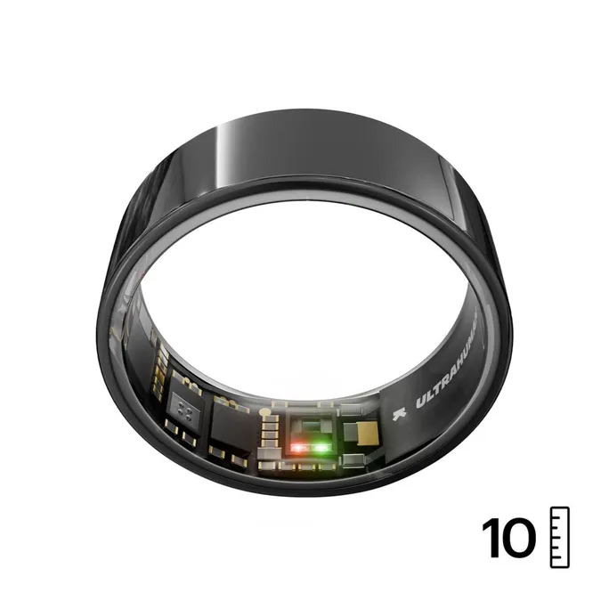 ULTRAHUMAN Ring Air - Smart Ring für Frauen und Männer - Schlaf -und Fitness Tracking Wearable - Herzfrequenz - Smartring Aster Black Größe 10