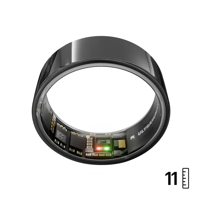 ULTRAHUMAN Ring Air - Smart Ring für Frauen und Männer - Schlaf -und Fitness Tracking Wearable - Herzfrequenz - Smartring Aster Black Größe 11