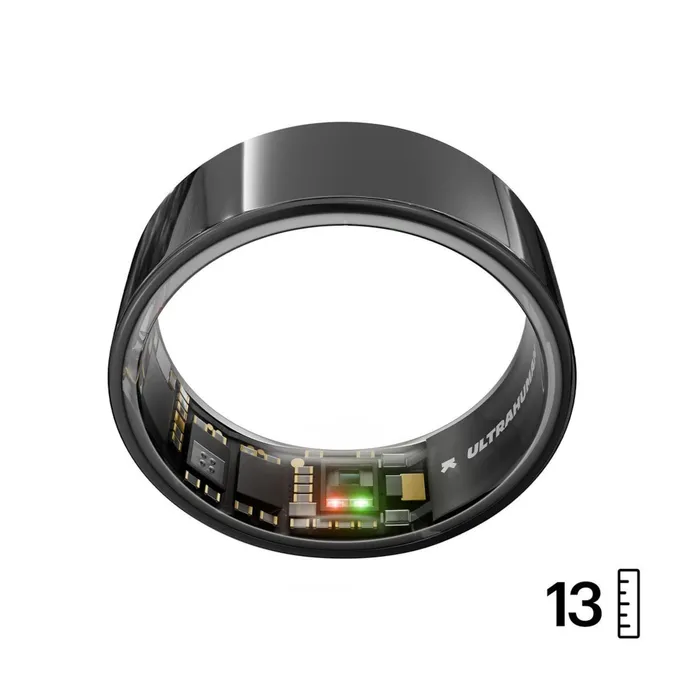 ULTRAHUMAN Ring Air - Smart Ring für Frauen und Männer - Schlaf -und Fitness Tracking Wearable - Herzfrequenz - Smartring Aster Black Größe 13