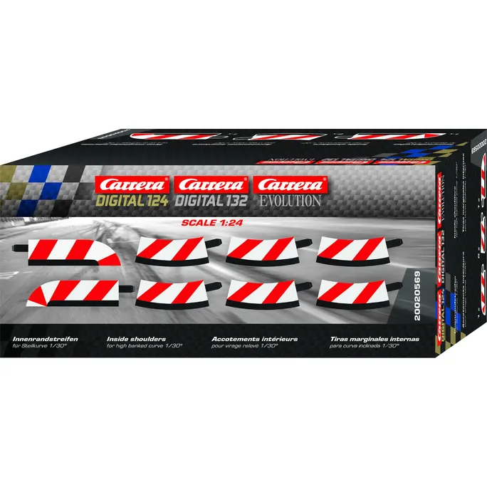 Carrera Digital 124 Innenrandstreifen für Steilkurve 1/30° (6), Endstücke (2)