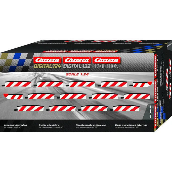 Carrera Digital 124 Innenrandstreifen für Steilkurve 4/15° (12), Endstücke (2)