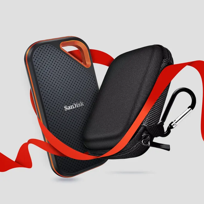SanDisk Extreme Pro Portable SSD V2 2 TB USB-C 3.2 (20Gb/​s) externe SSD inklusive Schutztasche