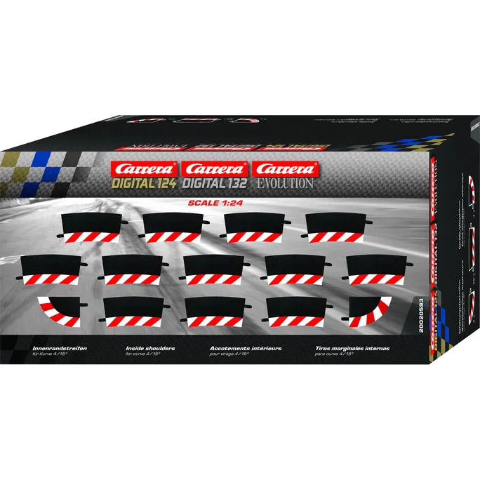 Carrera Digital 124 Innenrandstreifen für Steilkurve 4/15° (12), Endstücke (2)
