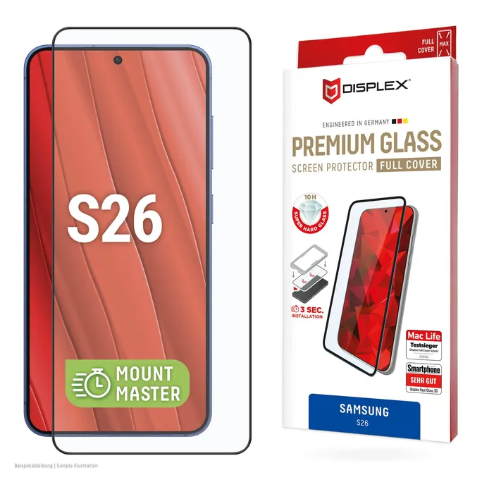 DISPLEX Premium Glass Samsung Galaxy S26 mit MM-Montagehilfe