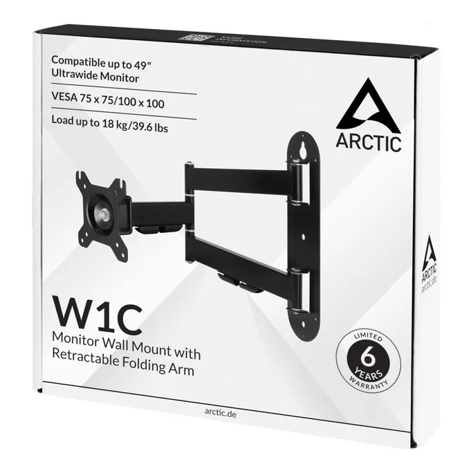 ARCTIC W1C Wandhalterung mit Gelenkarm Monitore bis zu 49 Zoll
