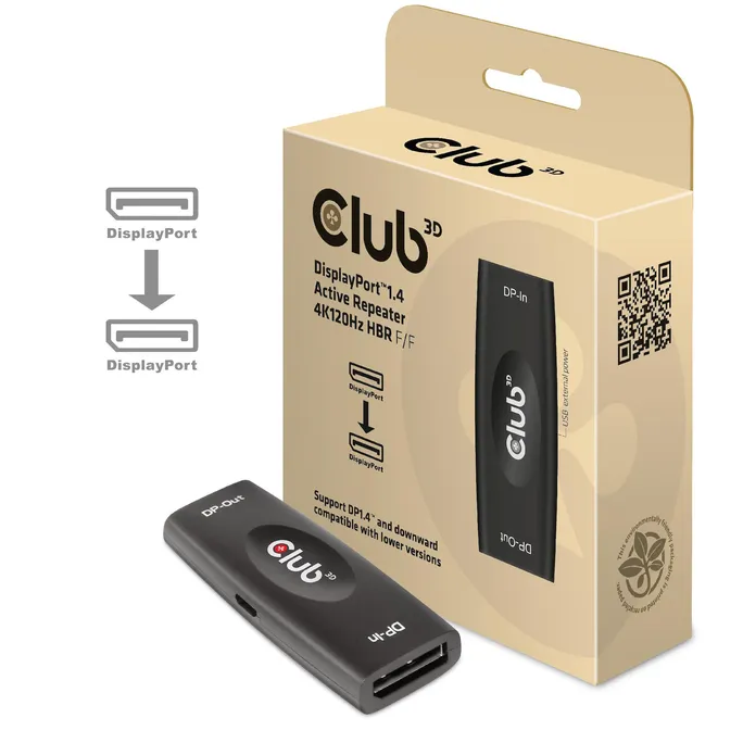 Club 3D CAC-1007 DisplayPort™ 1.4 Active Repeater 4K120Hz HBR3 F/F
