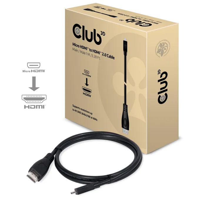 Club 3D CAC-1351 Micro HDMI™ / HDMI™ 4K60Hz Cable M/M 1m