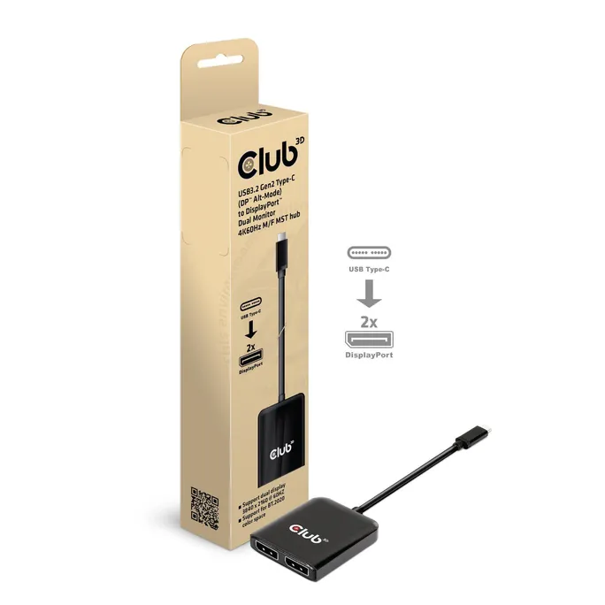 Club3D CSV-1555 USB-C®(DP Alt-Mode) / DisplayPort™ Dual Monitor 4K60Hz M/F MST Hub