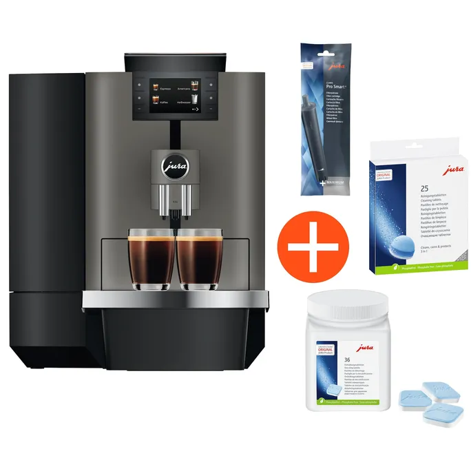 JURA Gastro X4c Dark Inox Professional Kaffeevollautomat Festwasseranschluß Bundle inkl. Gratis Wartungspack