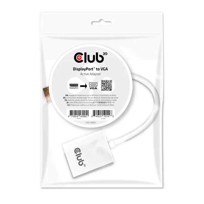 Club 3D CAC-2003 DisplayPort™ / VGA Active Adapter